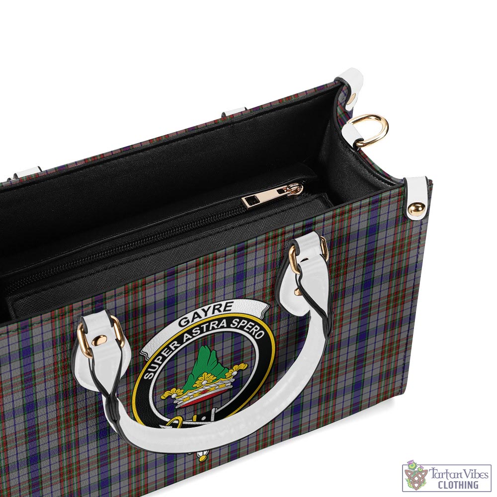 Tartan Vibes Clothing Gayre Hunting Tartan Luxury Leather Handbags with Family Crest