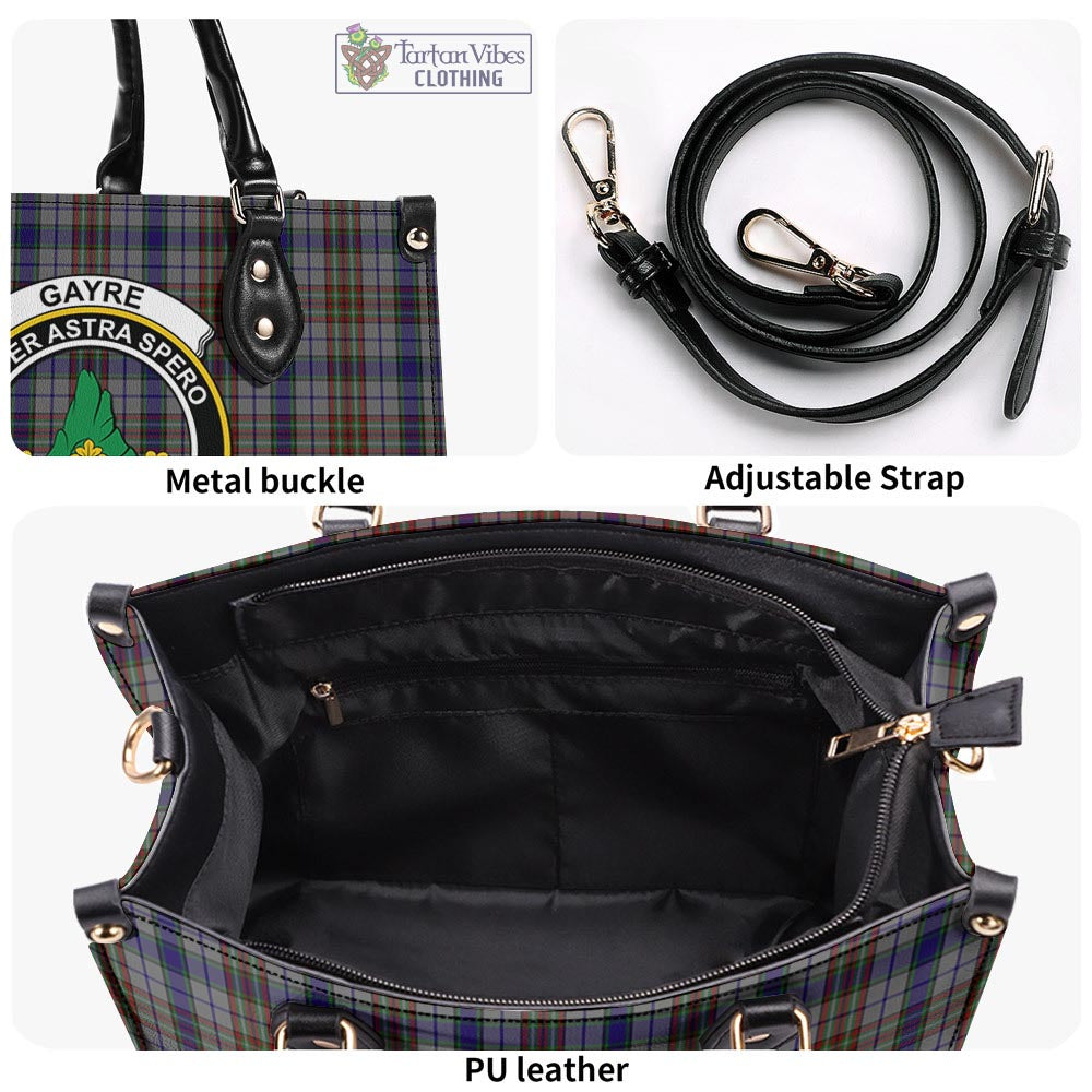 Tartan Vibes Clothing Gayre Hunting Tartan Luxury Leather Handbags with Family Crest