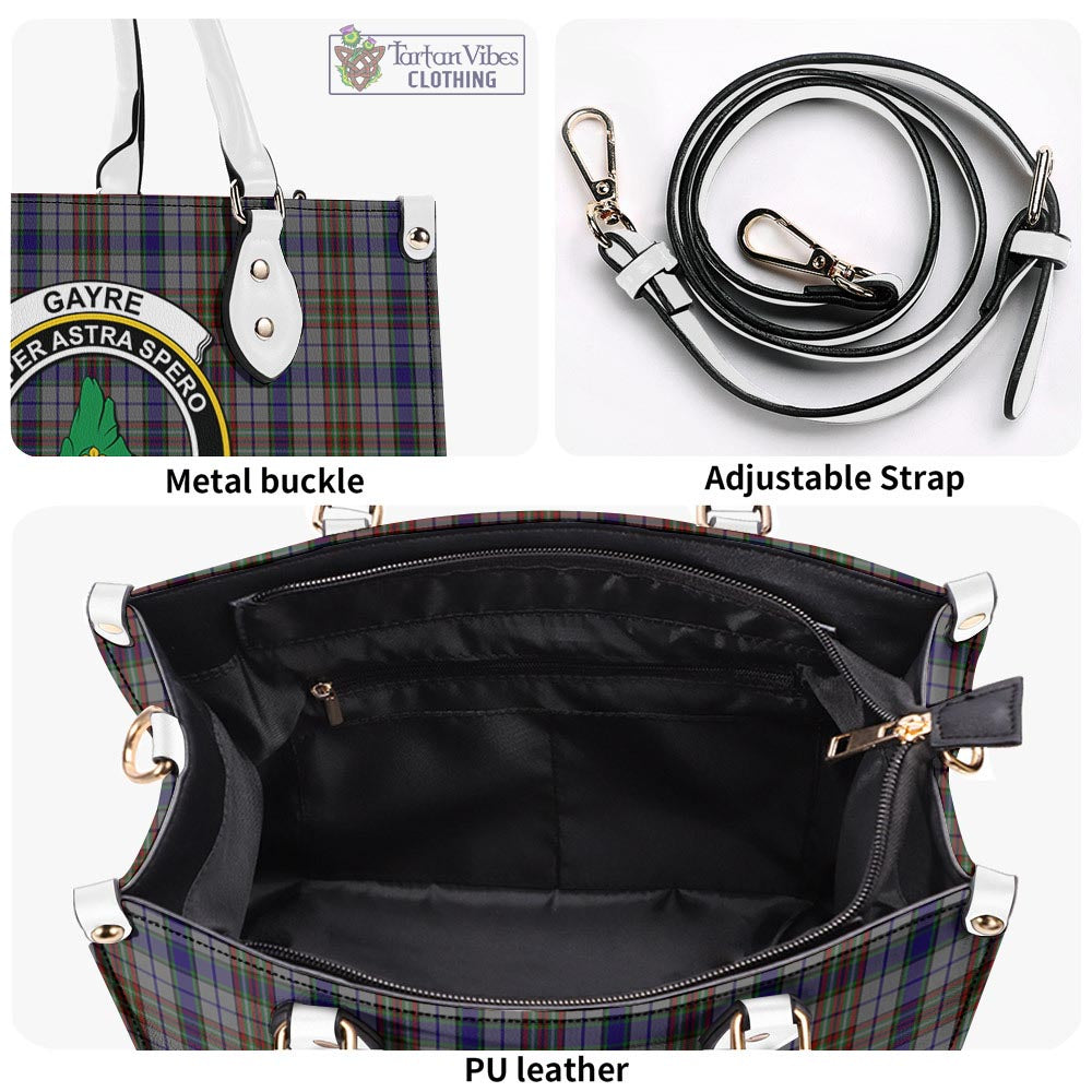 Tartan Vibes Clothing Gayre Hunting Tartan Luxury Leather Handbags with Family Crest