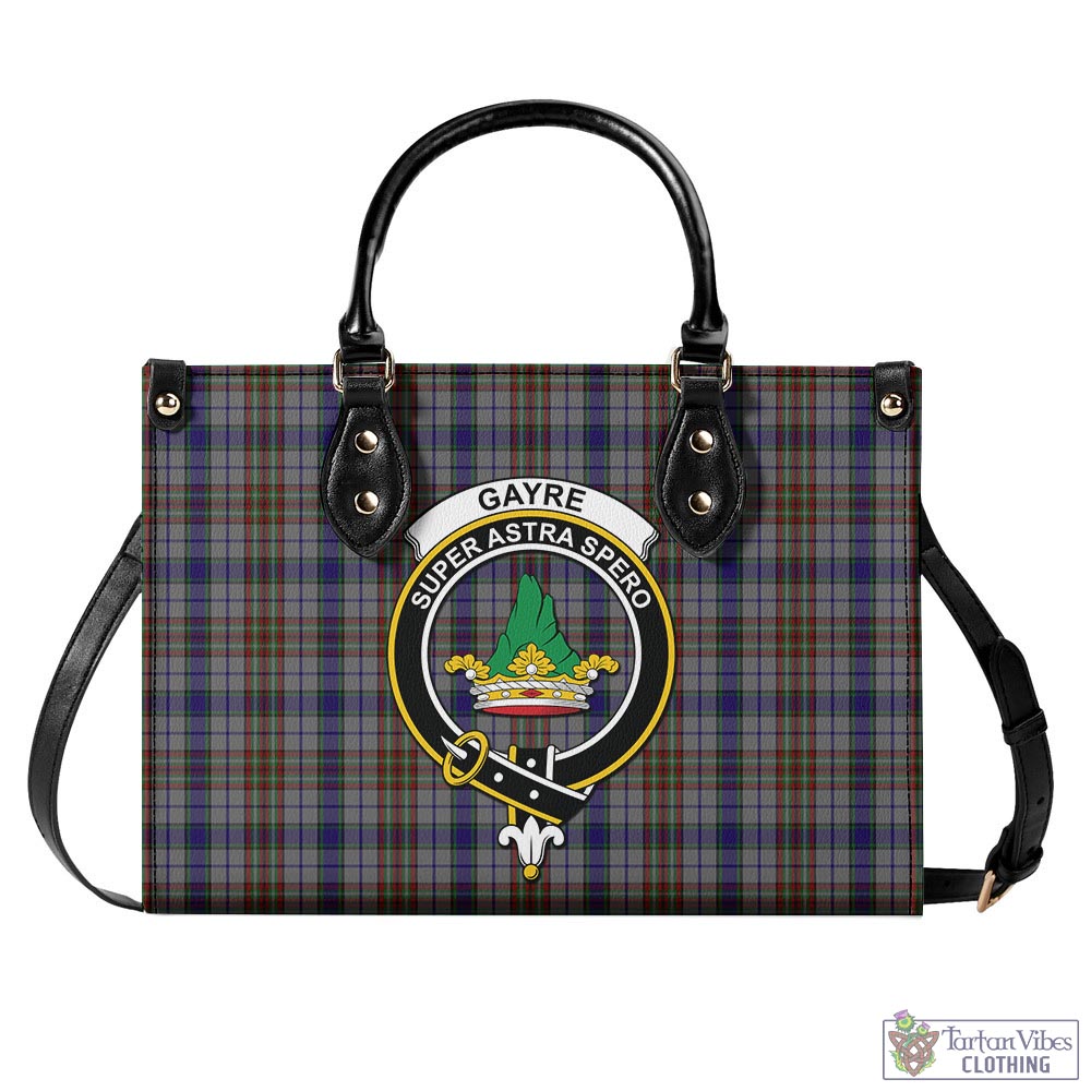 Tartan Vibes Clothing Gayre Hunting Tartan Luxury Leather Handbags with Family Crest