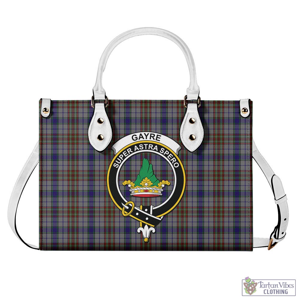 Tartan Vibes Clothing Gayre Hunting Tartan Luxury Leather Handbags with Family Crest