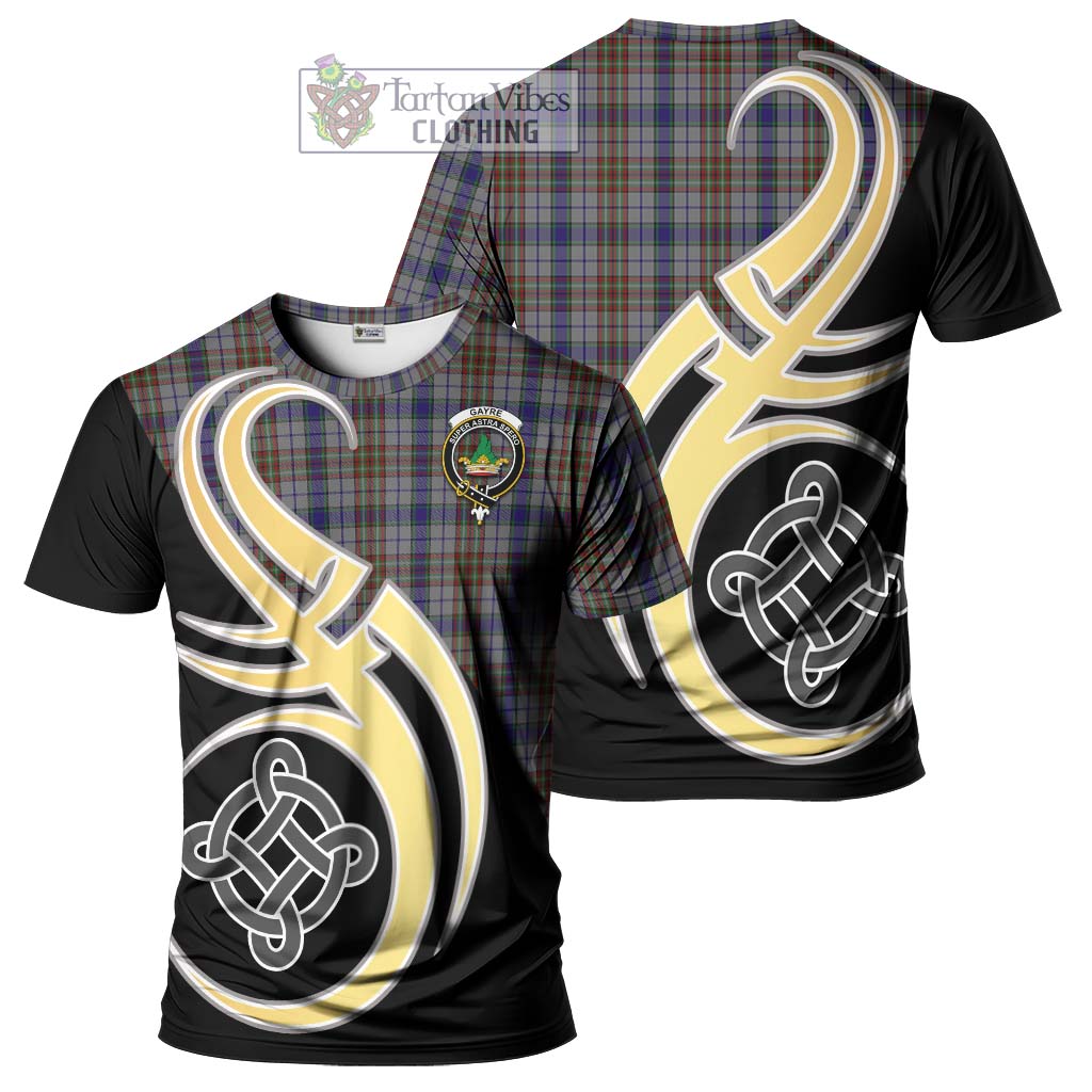 Tartan Vibes Clothing Gayre Hunting Tartan T-Shirt with Family Crest and Celtic Symbol Style