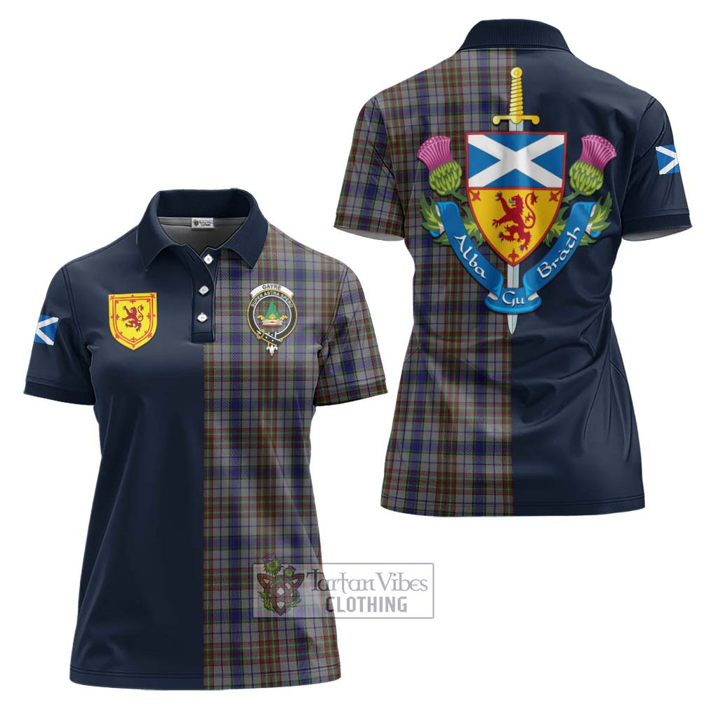 Tartan Vibes Clothing Gayre Hunting Tartan Women's Polo Shirt with Scottish Lion Royal Arm Half Style