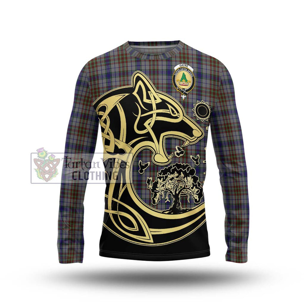 Gayre Hunting Tartan Long Sleeve T-Shirt with Family Crest Celtic Wolf Style Unisex - Tartan Vibes Clothing