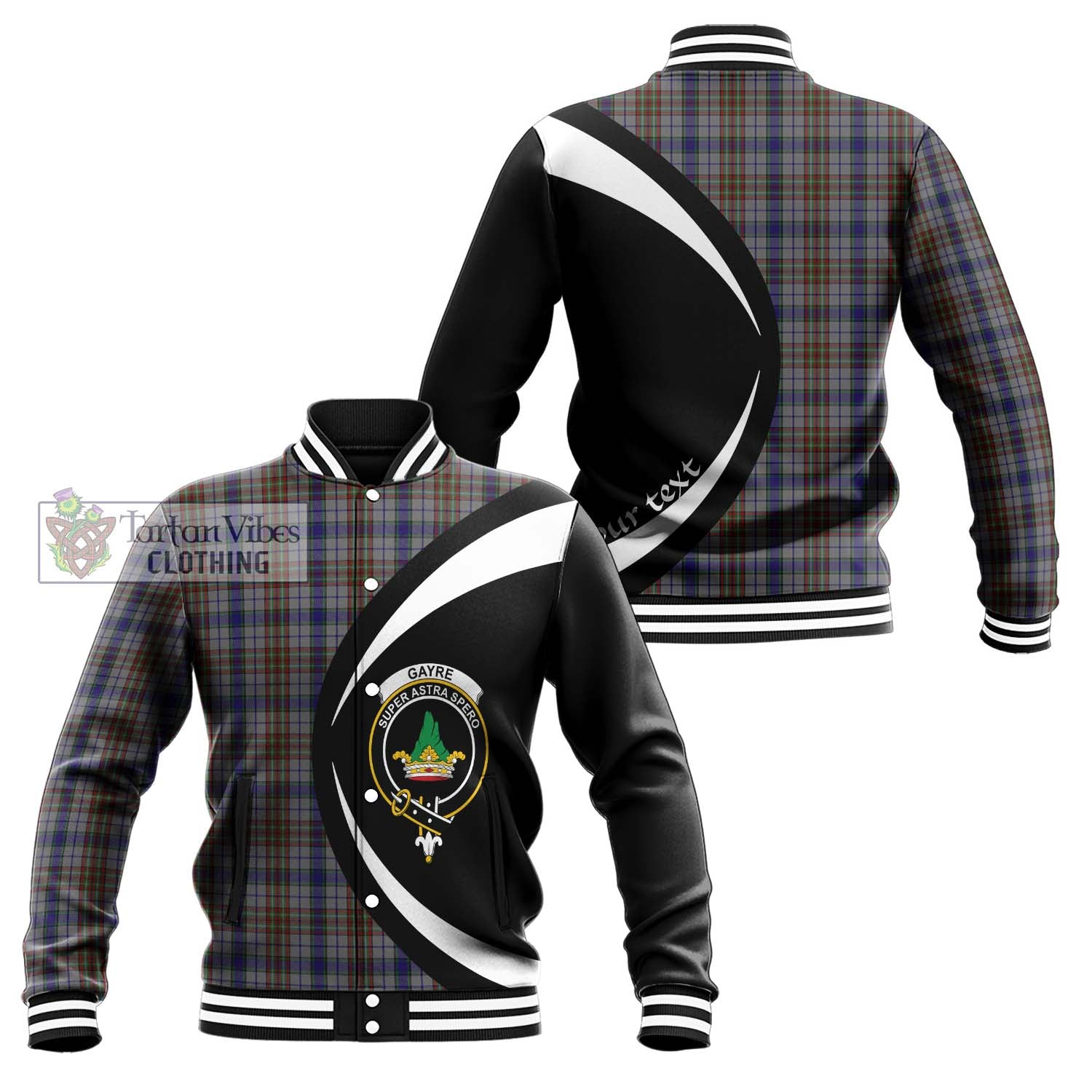 Gayre Hunting Tartan Baseball Jacket with Family Crest Circle Style Unisex - Tartan Vibes Clothing