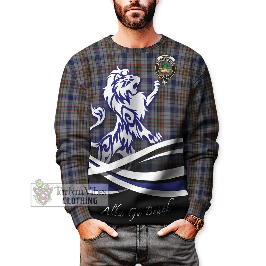 Gayre Hunting Tartan Sweatshirt with Alba Gu Brath Regal Lion Emblem Unisex - Tartanvibesclothing Shop