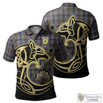 Gayre Hunting Tartan Polo Shirt with Family Crest Celtic Wolf Style