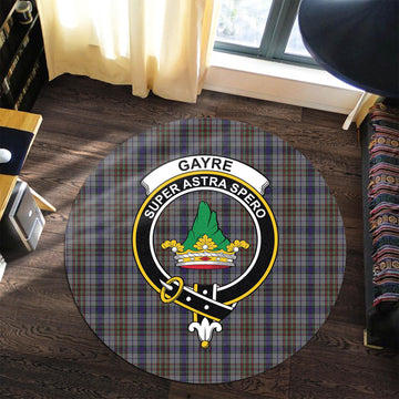 Gayre Hunting Tartan Round Rug with Family Crest