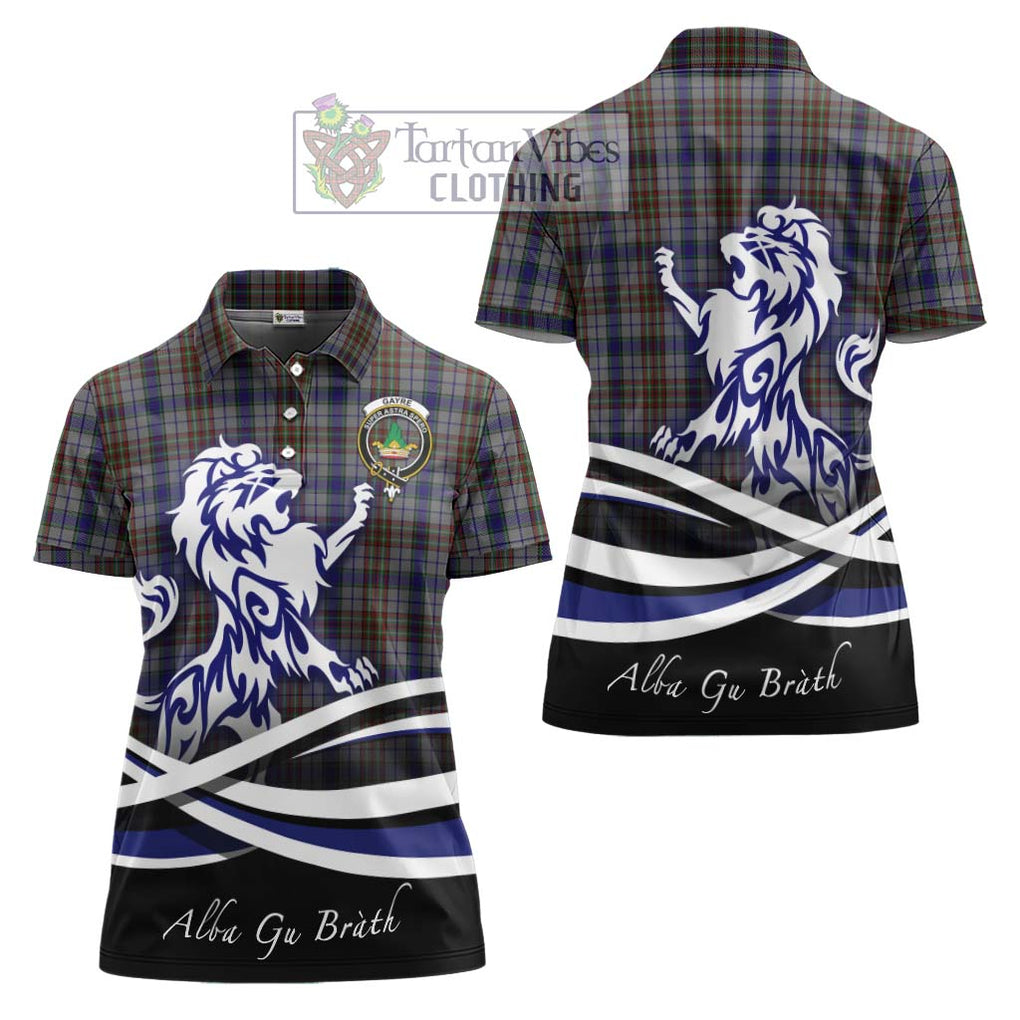 Gayre Hunting Tartan Women's Polo Shirt with Alba Gu Brath Regal Lion Emblem Women - Tartanvibesclothing Shop