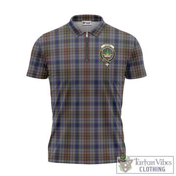 Gayre Hunting Tartan Zipper Polo Shirt with Family Crest