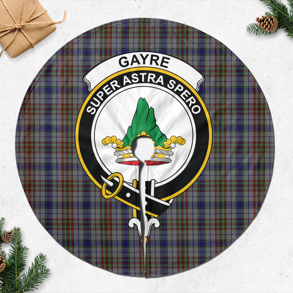 Gayre Hunting Tartan Christmas Tree Skirt with Family Crest - Tartanvibesclothing