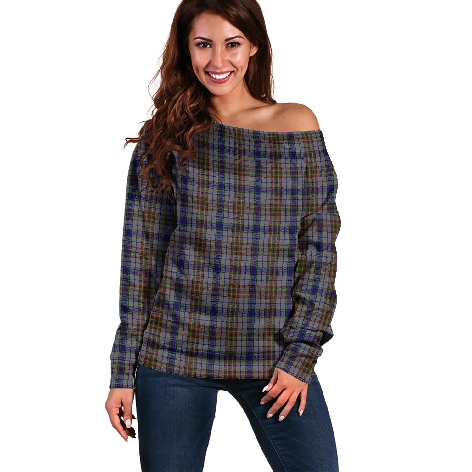 Gayre Hunting Tartan Off Shoulder Women Sweater Women - Tartanvibesclothing