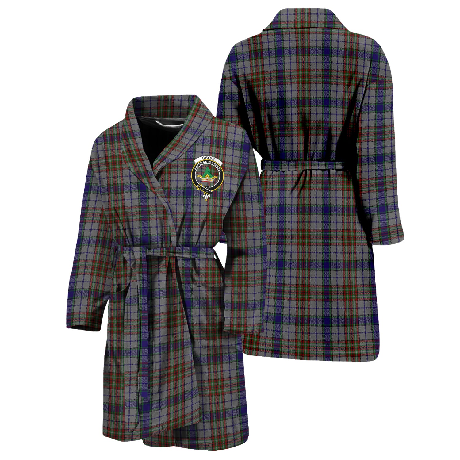 Gayre Hunting Tartan Bathrobe with Family Crest Unisex S - Tartan Vibes Clothing