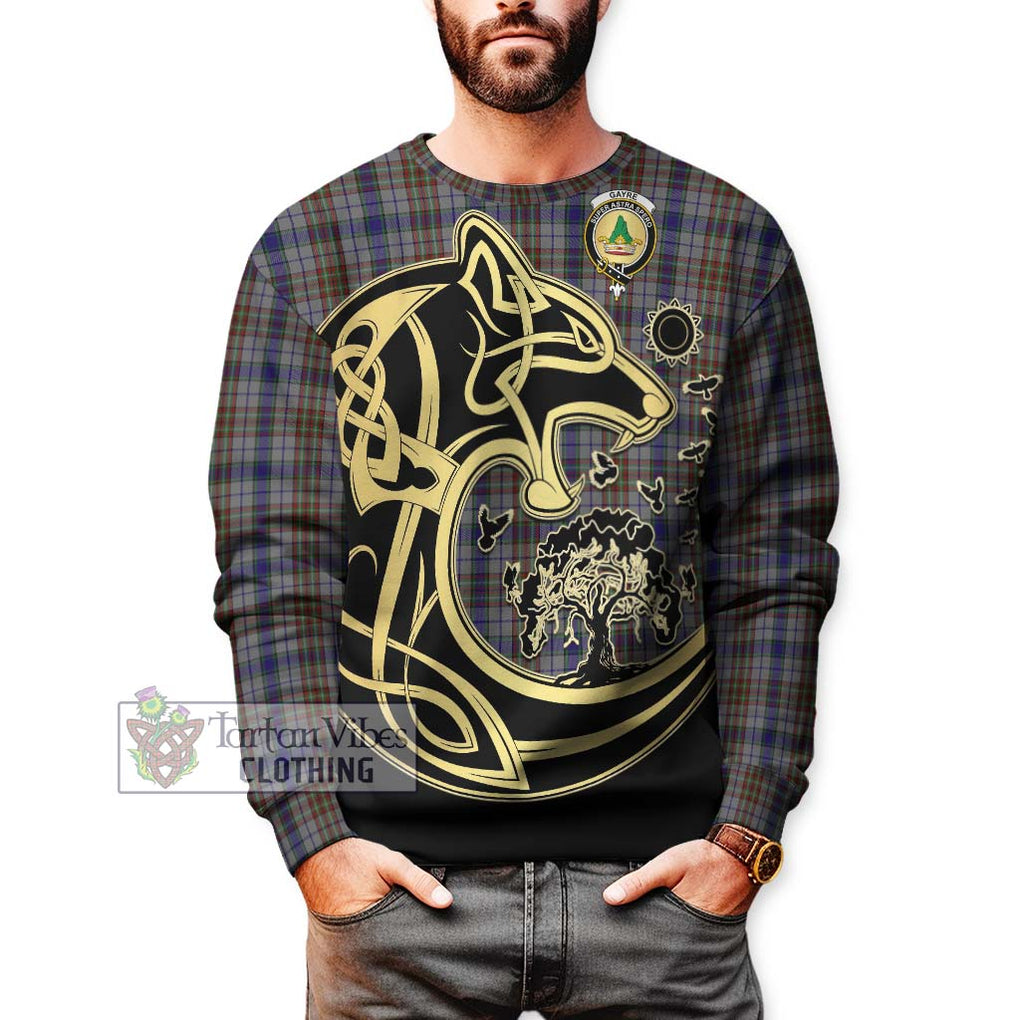 Gayre Hunting Tartan Sweatshirt with Family Crest Celtic Wolf Style Unisex - Tartan Vibes Clothing