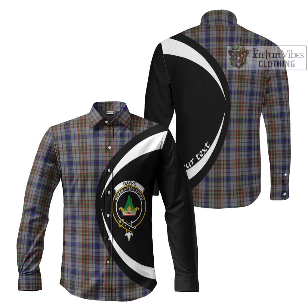 Gayre Hunting Tartan Long Sleeve Button Up with Family Crest Circle Style Men's Shirt S - Tartan Vibes Clothing