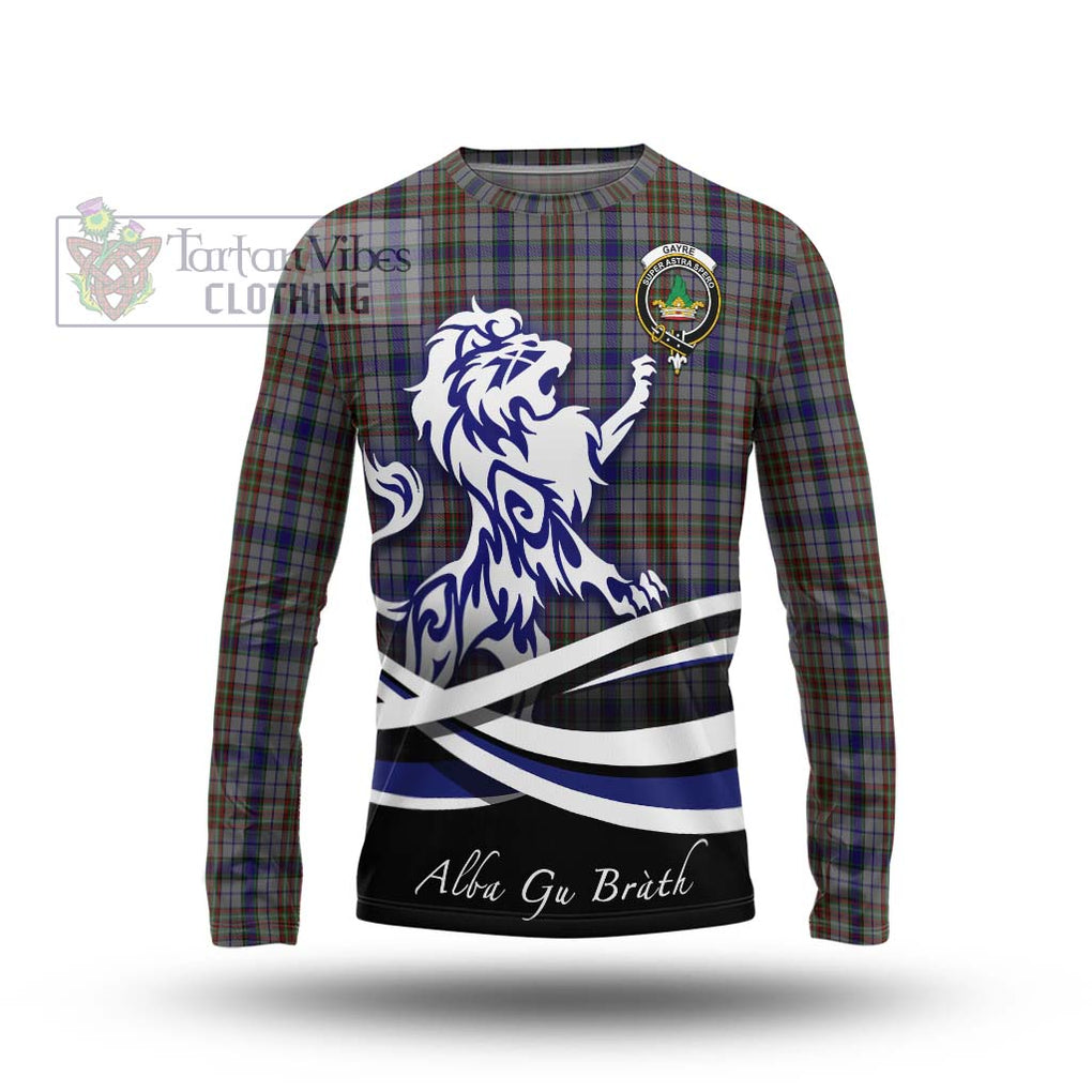 Gayre Hunting Tartan Long Sleeve T-Shirt with Alba Gu Brath Regal Lion Emblem Unisex - Tartanvibesclothing Shop