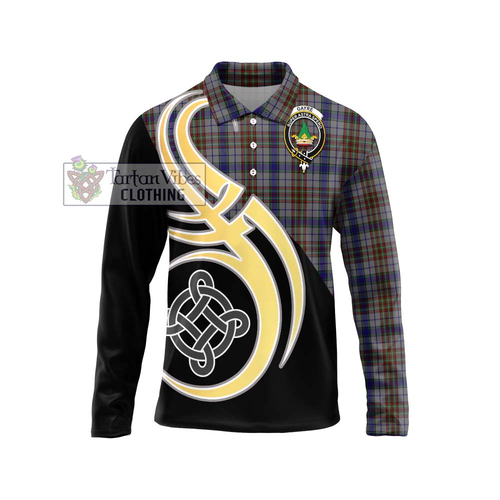 Gayre Hunting Tartan Long Sleeve Polo Shirt with Family Crest and Celtic Symbol Style Unisex - Tartan Vibes Clothing