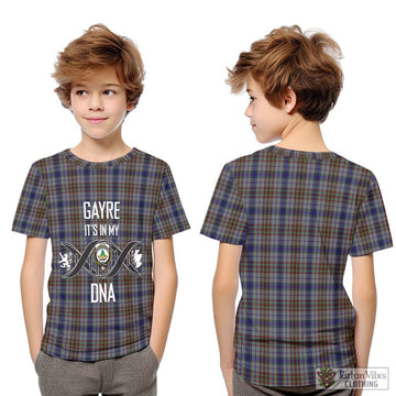 Gayre Hunting Tartan Kid T-Shirt with Family Crest DNA In Me Style