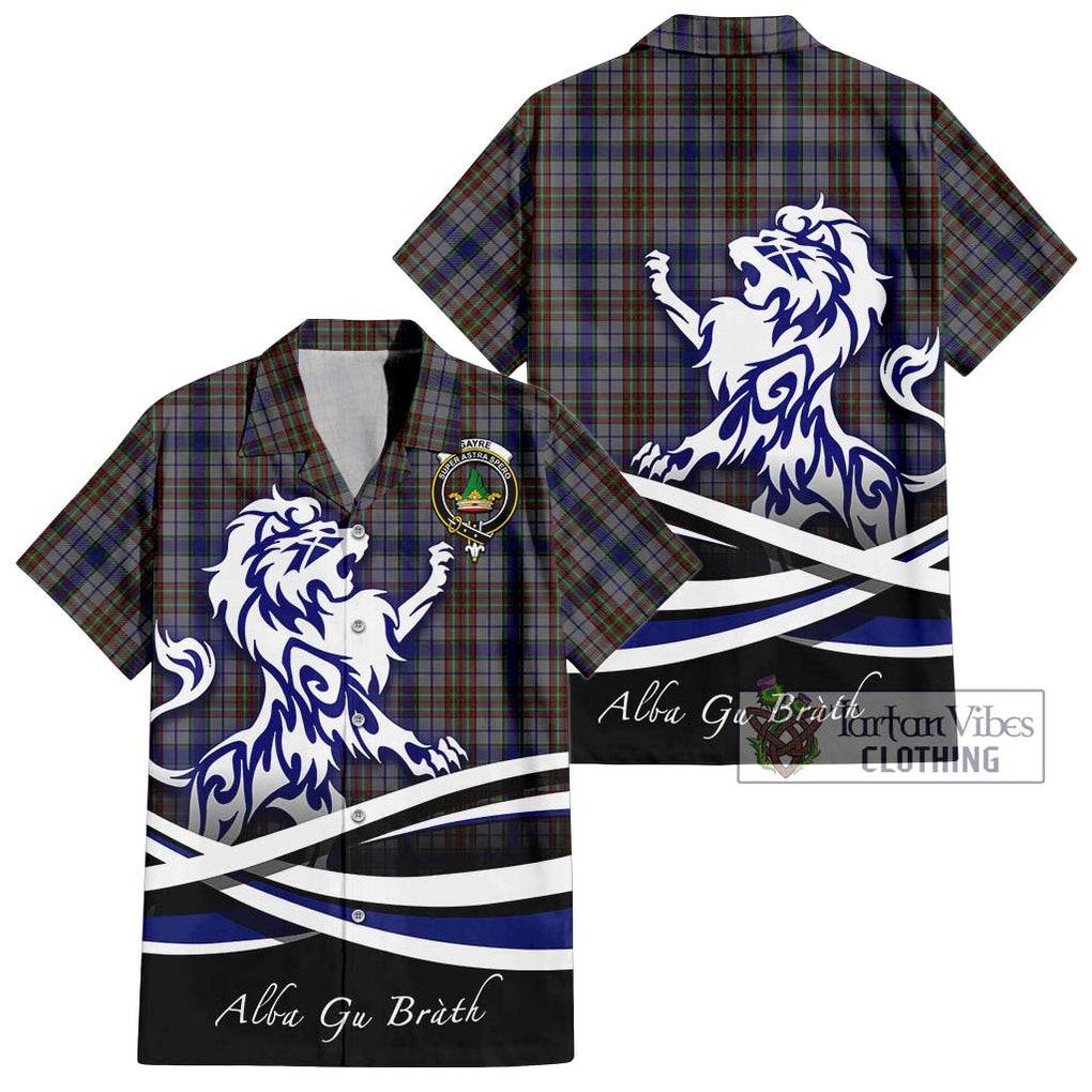 Gayre Hunting Tartan Short Sleeve Button Shirt with Alba Gu Brath Regal Lion Emblem Kid - Tartanvibesclothing Shop