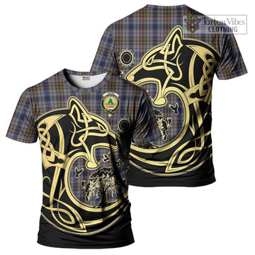 Gayre Hunting Tartan T-Shirt with Family Crest Celtic Wolf Style