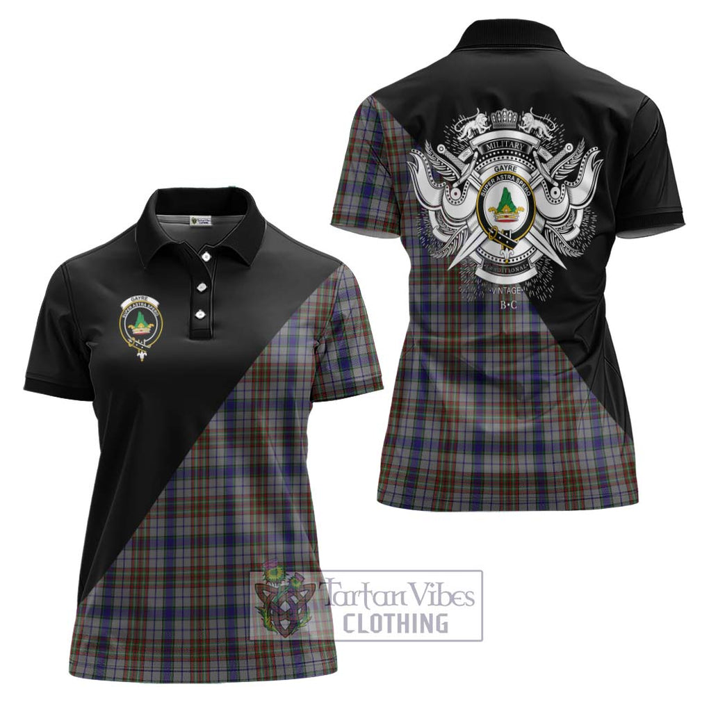 Gayre Hunting Tartan Women's Polo Shirt with Family Crest and Military Logo Style Women - Tartanvibesclothing Shop