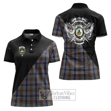 Gayre Hunting Tartan Women's Polo Shirt with Family Crest and Military Logo Style