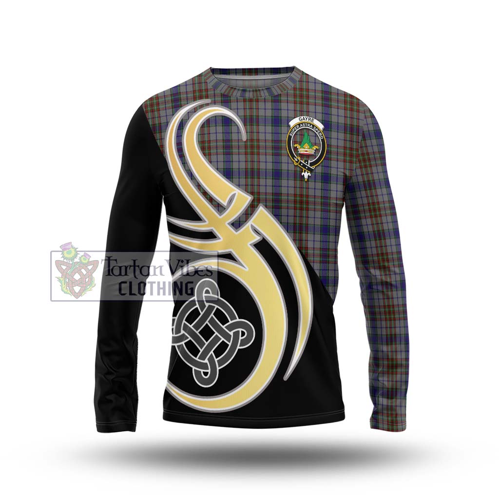 Gayre Hunting Tartan Long Sleeve T-Shirt with Family Crest and Celtic Symbol Style Unisex - Tartan Vibes Clothing