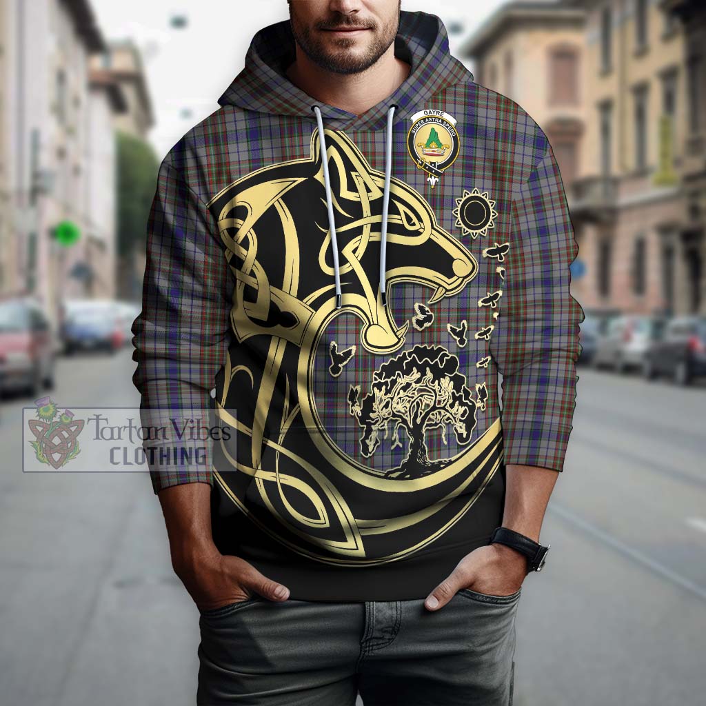 Tartan Vibes Clothing Gayre Hunting Tartan Hoodie with Family Crest Celtic Wolf Style