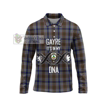 Gayre Hunting Tartan Long Sleeve Polo Shirt with Family Crest DNA In Me Style