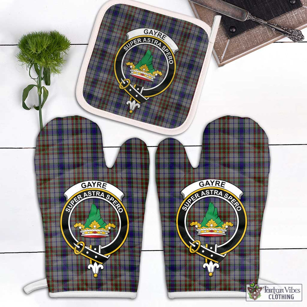 Gayre Hunting Tartan Combo Oven Mitt & Pot-Holder with Family Crest Combo 1 Oven Mitt & 1 Pot-Holder White - Tartan Vibes Clothing