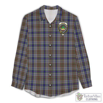 Gayre Hunting Tartan Women's Casual Shirt with Family Crest