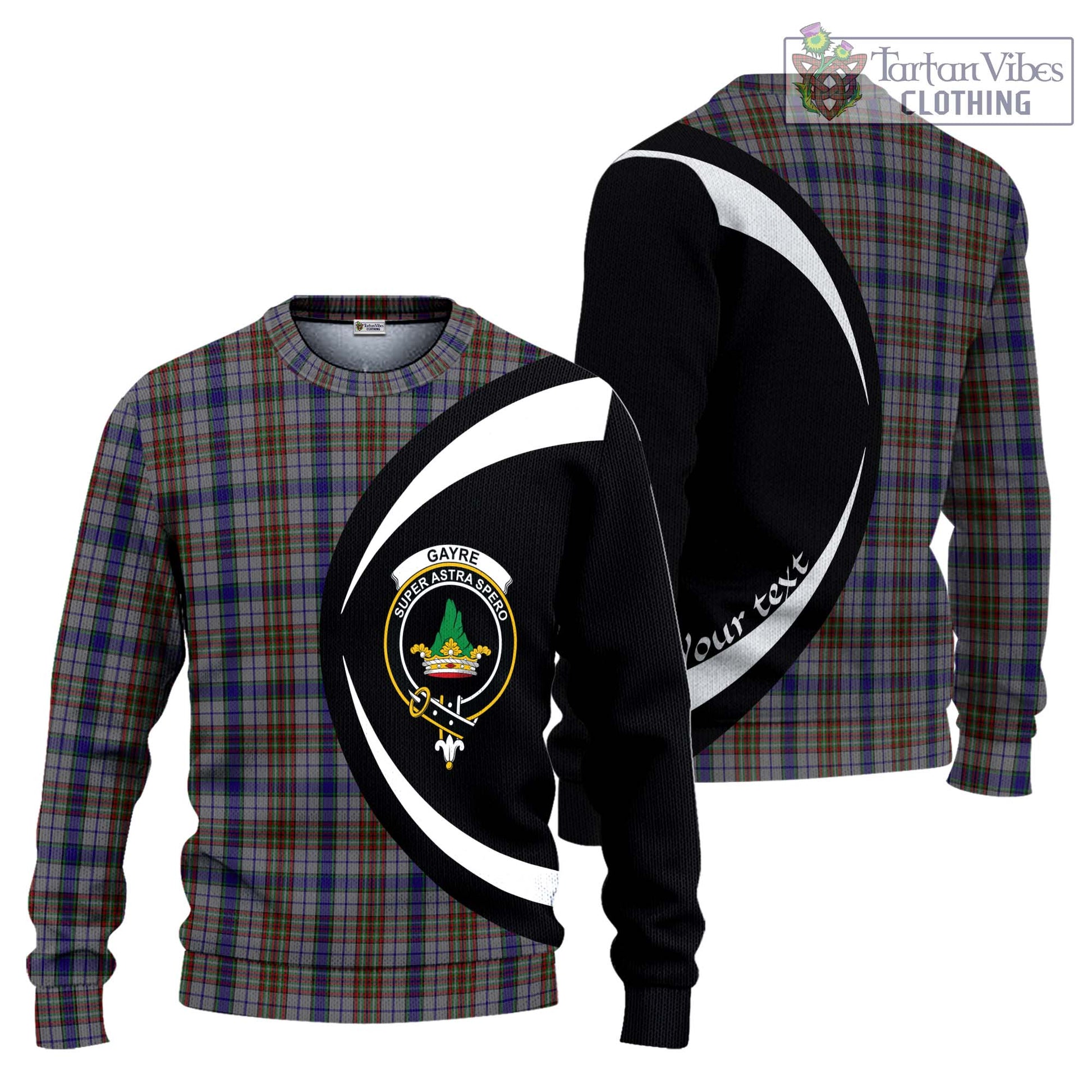 Gayre Hunting Tartan Ugly Sweater with Family Crest Circle Style Unisex - Tartan Vibes Clothing