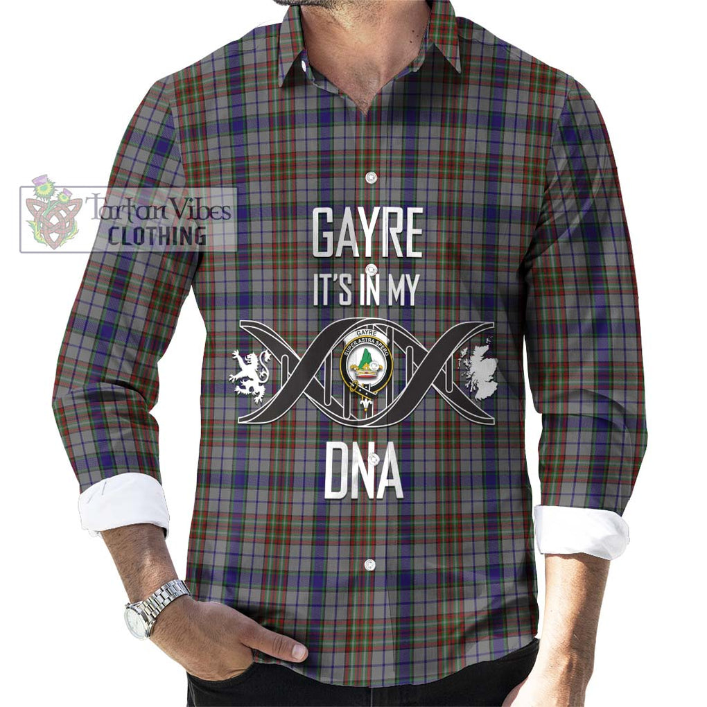 Gayre Hunting Tartan Long Sleeve Button Shirt with Family Crest DNA In Me Style Men's Shirt S - Tartanvibesclothing Shop