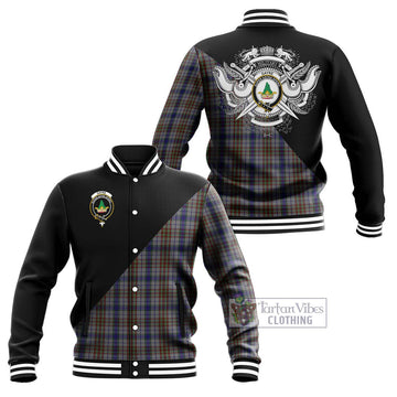 Gayre Hunting Tartan Baseball Jacket with Family Crest and Military Logo Style