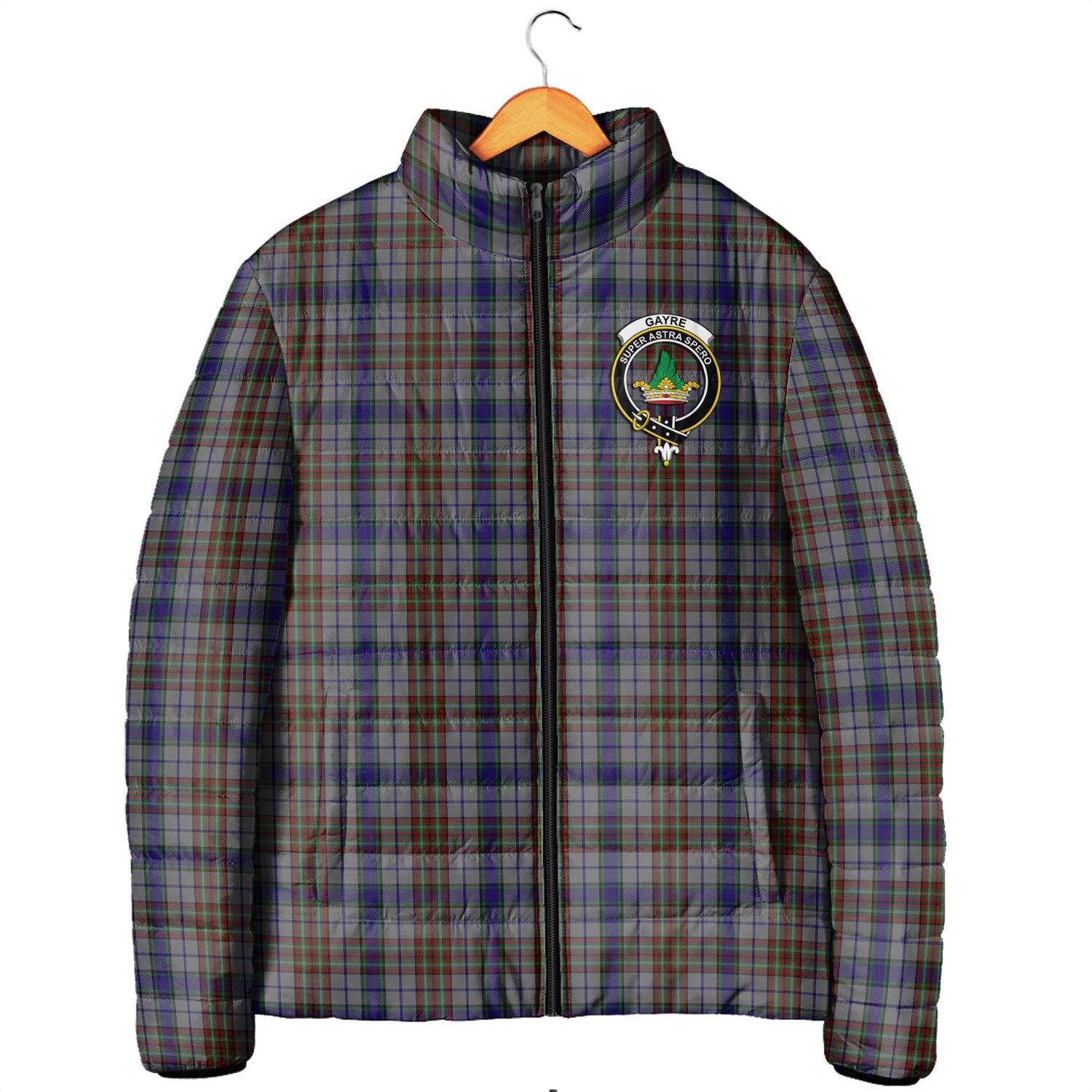 Gayre Hunting Tartan Padded Jacket with Family Crest Men's Padded Jacket - Tartan Vibes Clothing