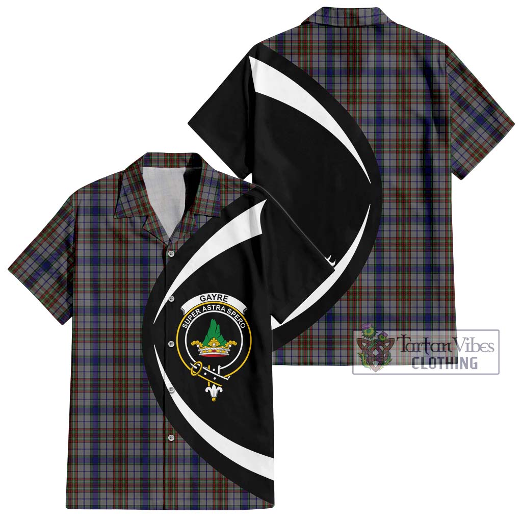 Gayre Hunting Tartan Short Sleeve Button Up with Family Crest Circle Style Kid - Tartan Vibes Clothing