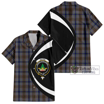 Gayre Hunting Tartan Short Sleeve Button Up with Family Crest Circle Style