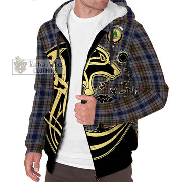 Gayre Hunting Tartan Sherpa Hoodie with Family Crest Celtic Wolf Style