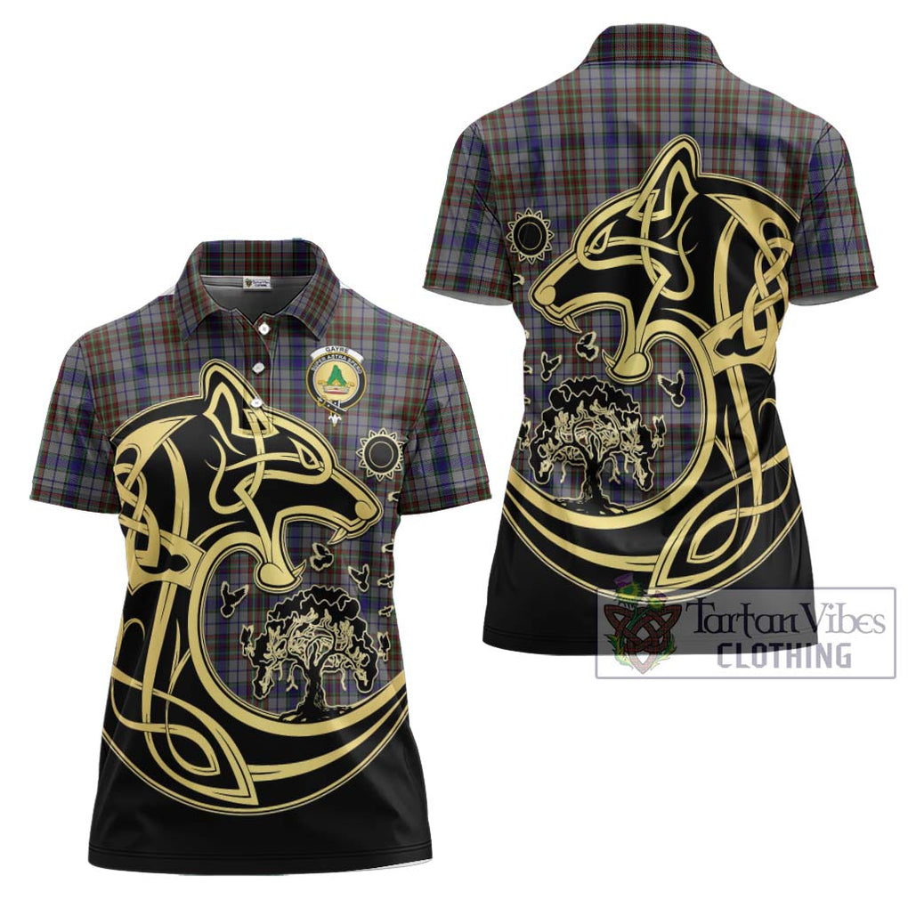 Gayre Hunting Tartan Women's Polo Shirt with Family Crest Celtic Wolf Style Women - Tartanvibesclothing Shop