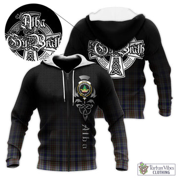 Gayre Hunting Tartan Knitted Hoodie Featuring Alba Gu Brath Family Crest Celtic Inspired
