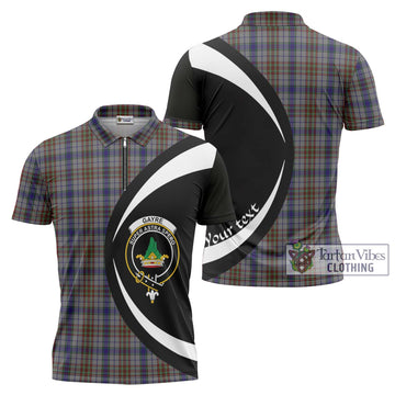 Gayre Hunting Tartan Zipper Polo Shirt with Family Crest Circle Style