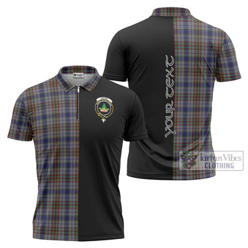 Gayre Hunting Tartan Zipper Polo Shirt with Family Crest and Half Of Me Style