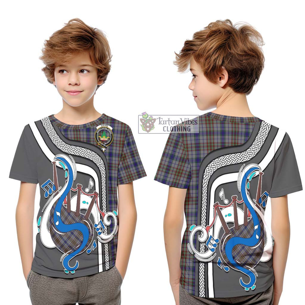 Tartan Vibes Clothing Gayre Hunting Tartan Kid T-Shirt with Epic Bagpipe Style