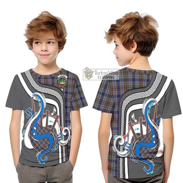 Gayre Hunting Tartan Kid T-Shirt with Epic Bagpipe Style