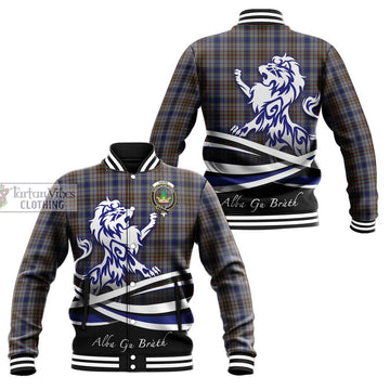 Gayre Hunting Tartan Baseball Jacket with Alba Gu Brath Regal Lion Emblem