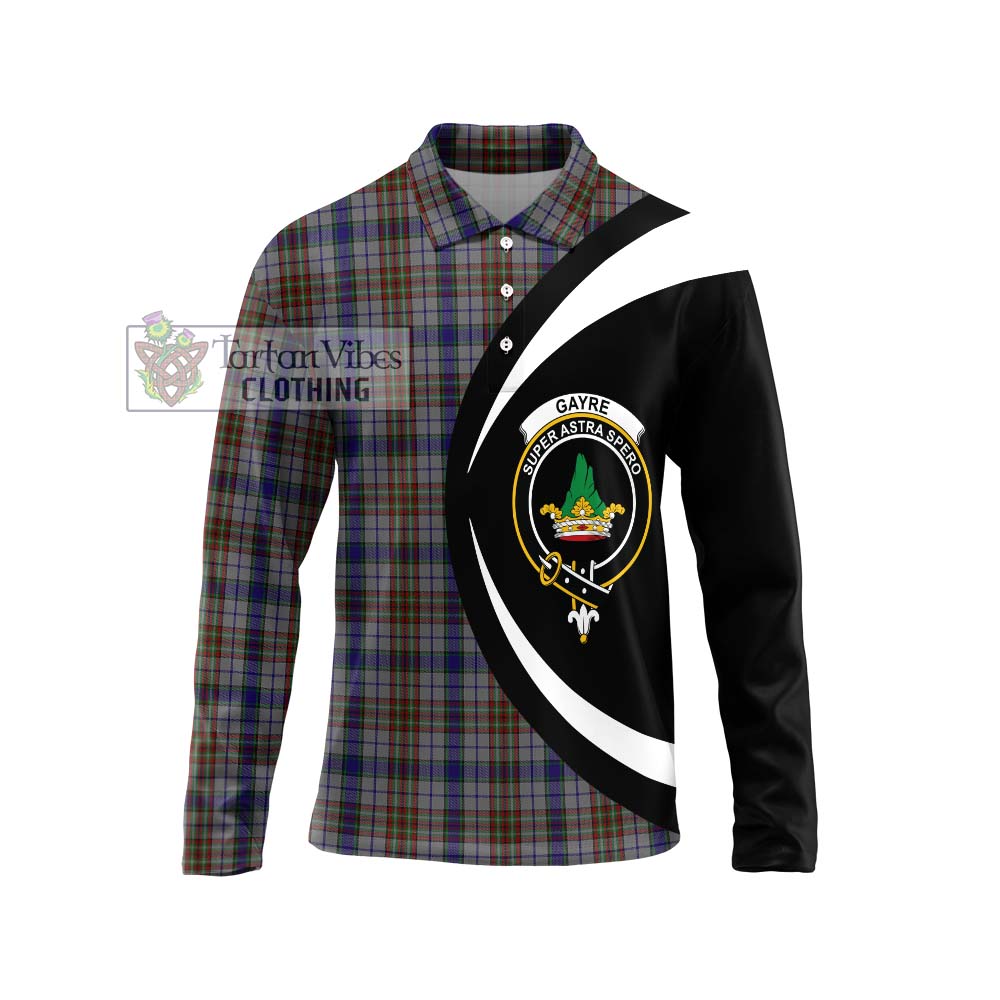 Gayre Hunting Tartan Long Sleeve Polo Shirt with Family Crest Circle Style Unisex - Tartan Vibes Clothing