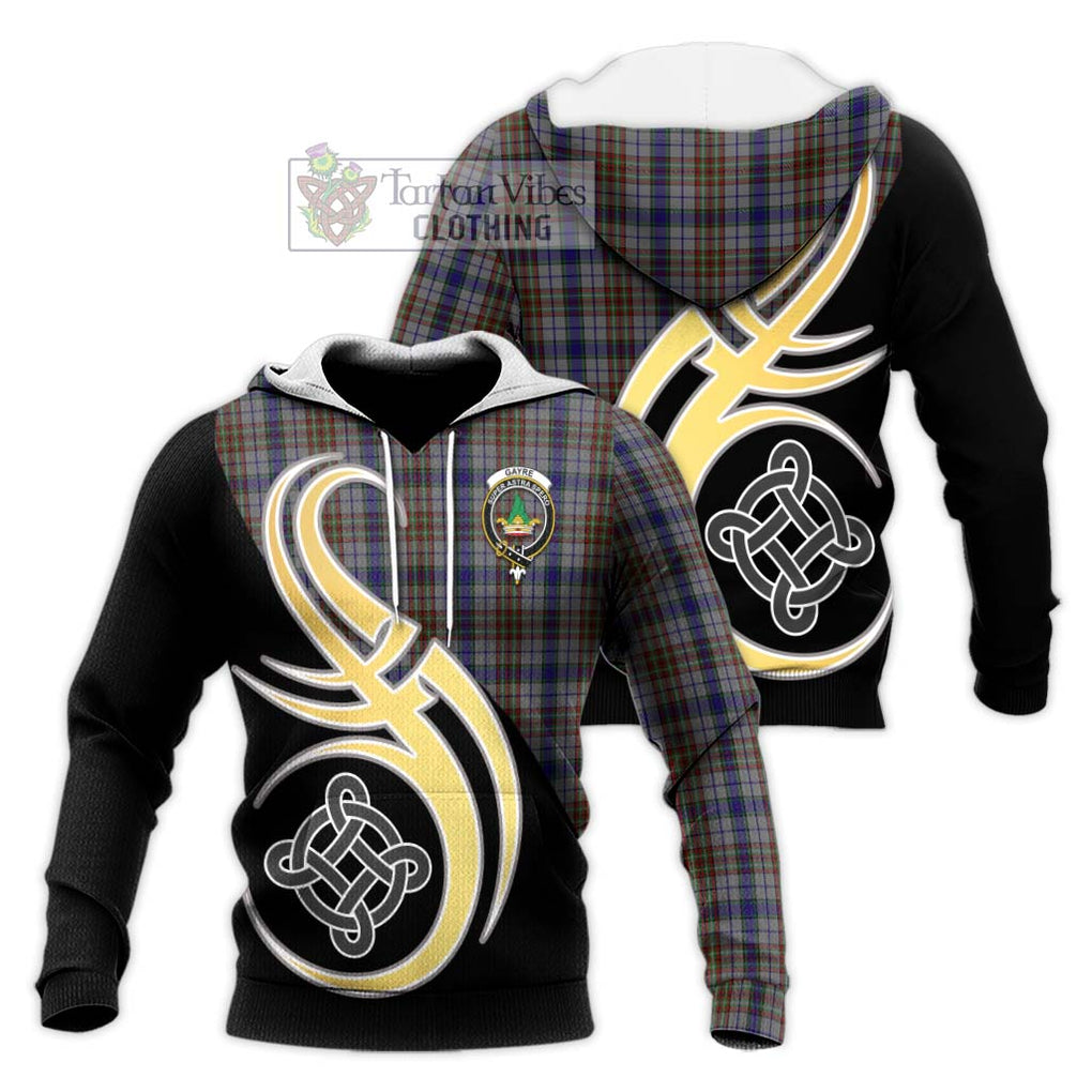 Gayre Hunting Tartan Knitted Hoodie with Family Crest and Celtic Symbol Style Unisex Knitted Pullover Hoodie - Tartan Vibes Clothing