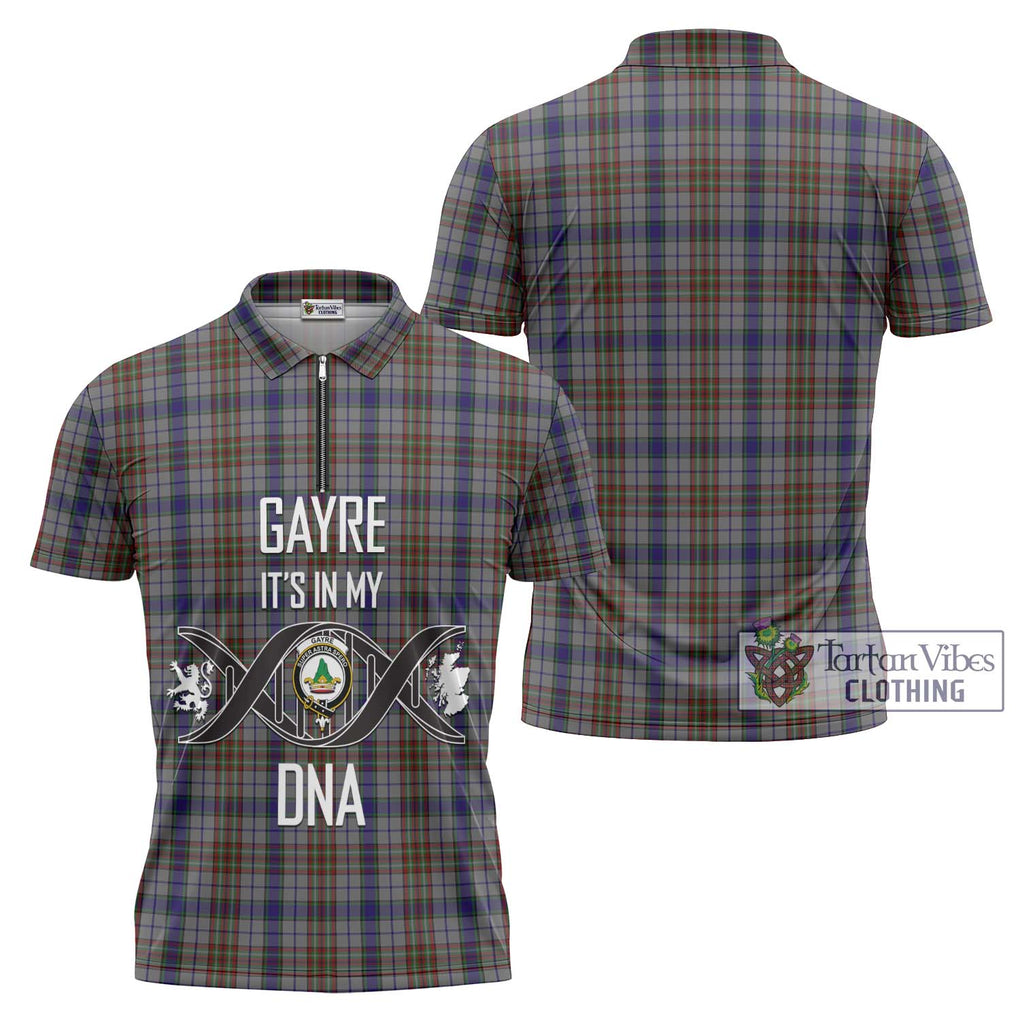 Gayre Hunting Tartan Zipper Polo Shirt with Family Crest DNA In Me Style Unisex - Tartanvibesclothing Shop