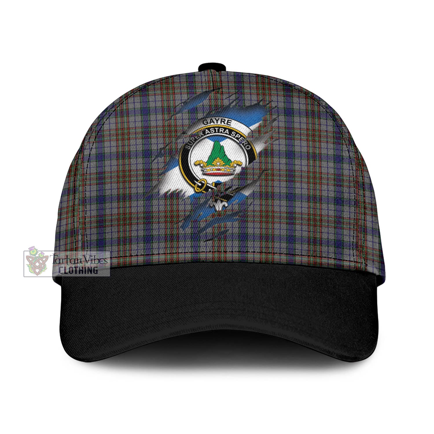 Tartan Vibes Clothing Gayre Hunting Tartan Classic Cap with Family Crest In Me Style