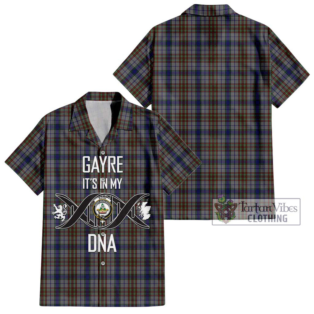 Gayre Hunting Tartan Short Sleeve Button Shirt with Family Crest DNA In Me Style Kid - Tartanvibesclothing Shop